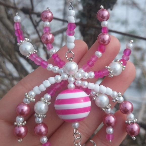 Pink Striped Spider Ornament - Picture 4 of 5